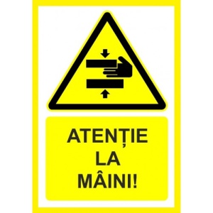 Indicator Atentie la maini, Sticker autocolant
