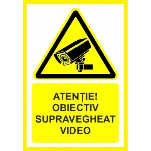 Indicator Atentie obiectiv supravegheat video, Sticker autocolant