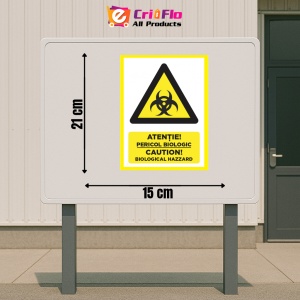 Indicator Atentie pericol biologic caution biological hazard, Sticker autocolant - Img 2