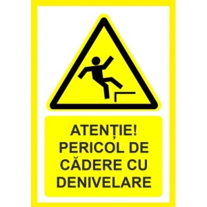 Indicator Atentie pericol de cadere cu denivelare, Sticker autocolant