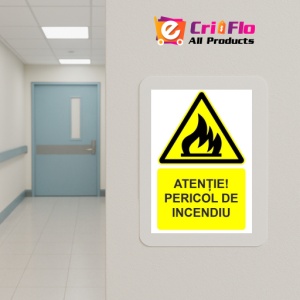 Indicator Atentie pericol de incendiu indicator de avertizare, Sticker autocolant - Img 5