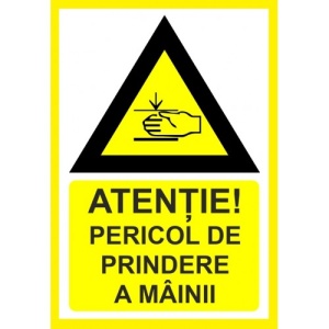 Indicator Atentie pericol de prindere a mainii, Sticker autocolant