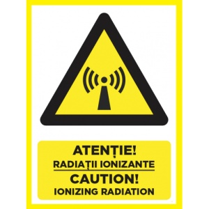 Indicator Atentie radiatii ionizante caution ionizing radiation, Sticker autocolant
