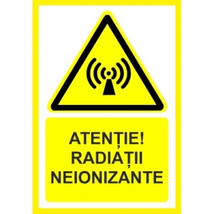 Indicator Atentie radiatii neionizante, Sticker autocolant