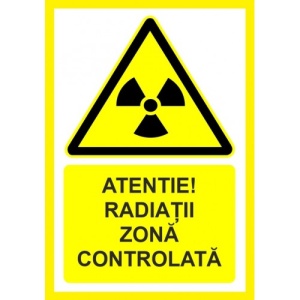 Indicator Atentie radiatii zona controlata, Sticker autocolant
