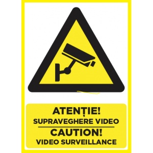 Indicator Atentie supraveghere video caution video surveillance, Sticker autocolant