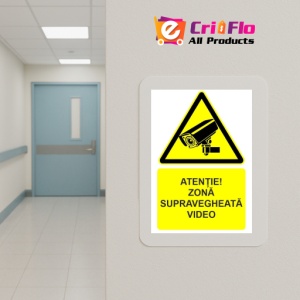 Indicator Atentie zona supravegheata video indicator de avertizare, Sticker autocolant - Img 5