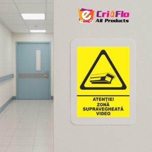 Indicator Atentie zona supravegheata video, Sticker autocolant - Img 5