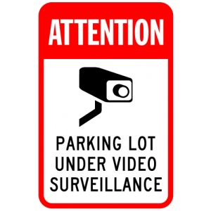 Indicator Attention Parking Lot Under Video Surveillance Sign, Sticker autocolant