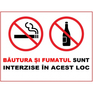 Indicator Bautura si fumatul sunt interzise in acest loc, Sticker autocolant