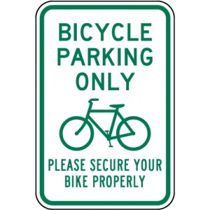 Indicator Bicycle Parking Only Secure Your Bike Properly Sign, Sticker autocolant