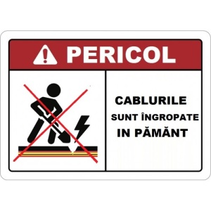 Indicator Cablurile sunt ingropate in pamant, Sticker autocolant