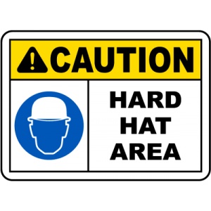 Indicator Caution Hard Hat Area Sign, Sticker autocolant