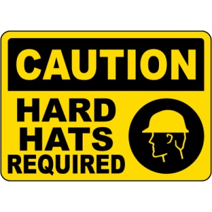 Indicator Caution Hard Hats Required Sign, Sticker autocolant