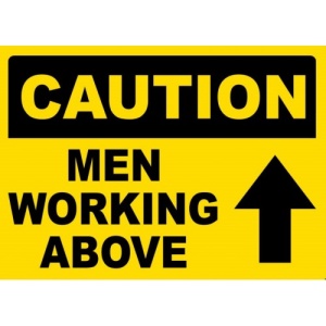 Indicator Caution Men Working Above Sign, Sticker autocolant
