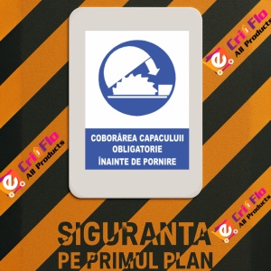 Indicator Coborarea capacului obligatorie inainte de pornire, Sticker autocolant - Img 3