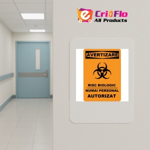 Indicator De avertizare risc biologic numai personal autorizat, Sticker autocolant - Img 4