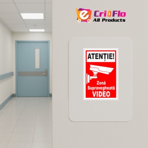 Indicator De informare atentie zona supravegheata video, Sticker autocolant - Img 4