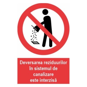 Indicator deversarea reziduurilor in canalizare interzisa indicatoare protectia muncii, Sticker autocolant - Img 1