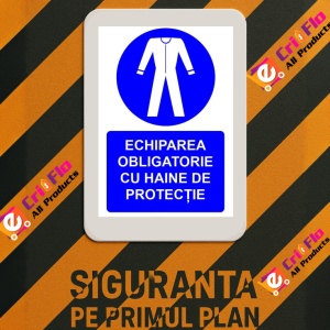Indicator Echiparea obligatorie cu haine de protectie indicator de obligativitate, Sticker autocolant - Img 3