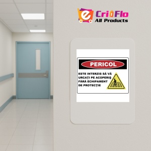 Indicator Este interzis sa va urcati pe acoperis fara echipament de protectie, Sticker autocolant - Img 4