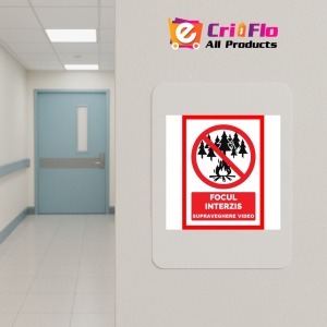 Indicator Focul interzis supraveghere video, Sticker autocolant - Img 4