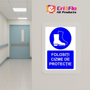 Indicator Folositi cizme de protectie indicator de obligativitate, Sticker autocolant - Img 5