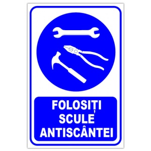 Indicator Folositi scule antiscantei v1, Sticker autocolant