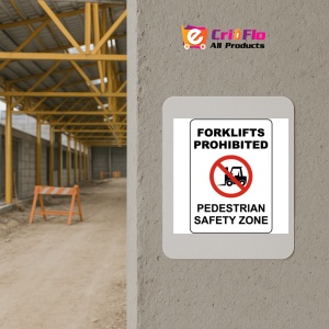 Indicator Forklifts Prohibited Safety Zone Sign, Sticker autocolant - Img 5