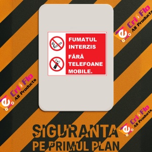 Indicator Fumatul interzis fara telefoane mobile, Sticker autocolant - Img 2