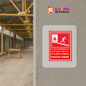 Indicator In caz de incendiu nu utilizati liftul utilizati scarile pentru iesire, Sticker autocolant - Img 5