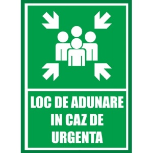 Indicator Industriala pentru loc de adunare in caz de urgenta, Sticker autocolant