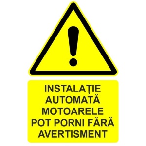 Indicator Instalatie automata motoarele pot porni fara avertisment indicator de avertizare, Sticker autocolant