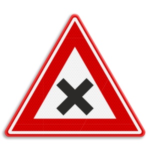 Indicator Intersectie periculoasa, Sticker autocolant