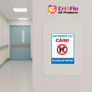Indicator Interzis cu caini in zona de piscina, Sticker autocolant - Img 4