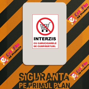 Indicator Interzis cu carucioarele de cumparaturi, Sticker autocolant - Img 2