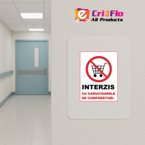 Indicator Interzis cu carucioarele de cumparaturi, Sticker autocolant - Img 4