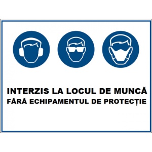 Indicator Interzis la locul de munca fara echipamentul de protectie, Sticker autocolant