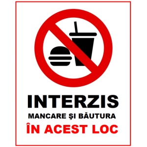 Indicator Interzis mancare si bautura in acest loc, Sticker autocolant