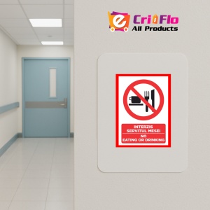 Indicator Interzis servitul mesei no eating or drinking,, Sticker autocolant - Img 4