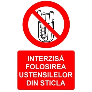 Indicator Interzisa folosirea ustensilelor din sticla indicator de interzicere, Sticker autocolant