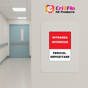 Indicator Intrarea interzisa pericol depozitare, Sticker autocolant - Img 4