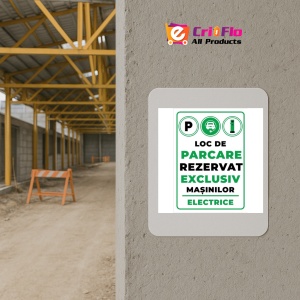 Indicator Loc de parcare rezervat exclusiv masinilor electrice, Sticker autocolant - Img 5
