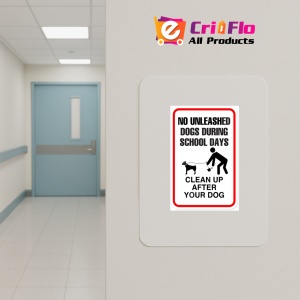 Indicator No unleashed dogs during school days clean up after your dog, Sticker autocolant - Img 4