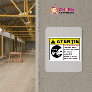 Indicator Nu suprasolicitati priza poate produce un incendiu, Sticker autocolant - Img 5
