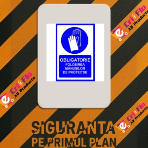 Indicator Obligatorie folosirea manusilor de protectie, Sticker autocolant - Img 2