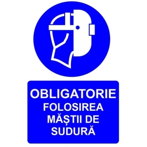 Indicator Obligatorie folosirea mastii de sudura indicator de obligativitate, Sticker autocolant