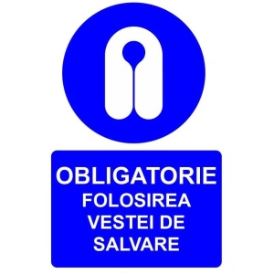 Indicator Obligatorie folosirea vestei de salvare indicator de obligativitate, Sticker autocolant