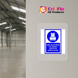 Indicator Obligatorie folosirea vestei de semnalizare, Sticker autocolant - Img 3