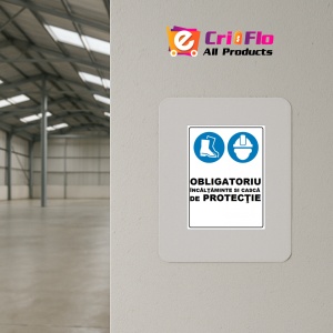 Indicator Obligatoriu incaltaminte si casca de protectie, Sticker autocolant - Img 3